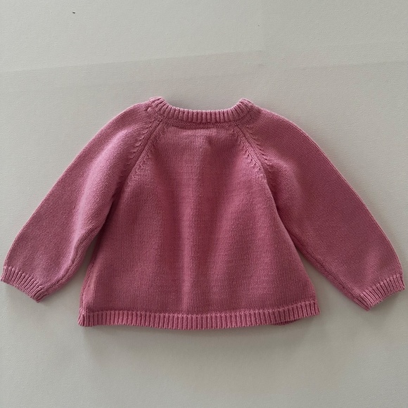 JoJo Maman Bebe 6-12 Months Baby Girl Pink Sweater Cardigan Mouse Flower Pocket - Picture 6 of 6